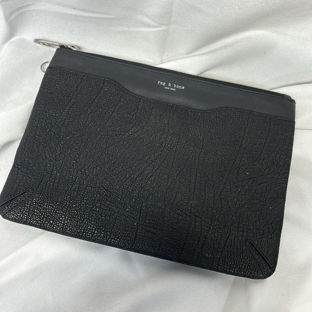 Rag & Bone Black pebbled Leather 11x8 clutch purse bag - Picture 13 of 13